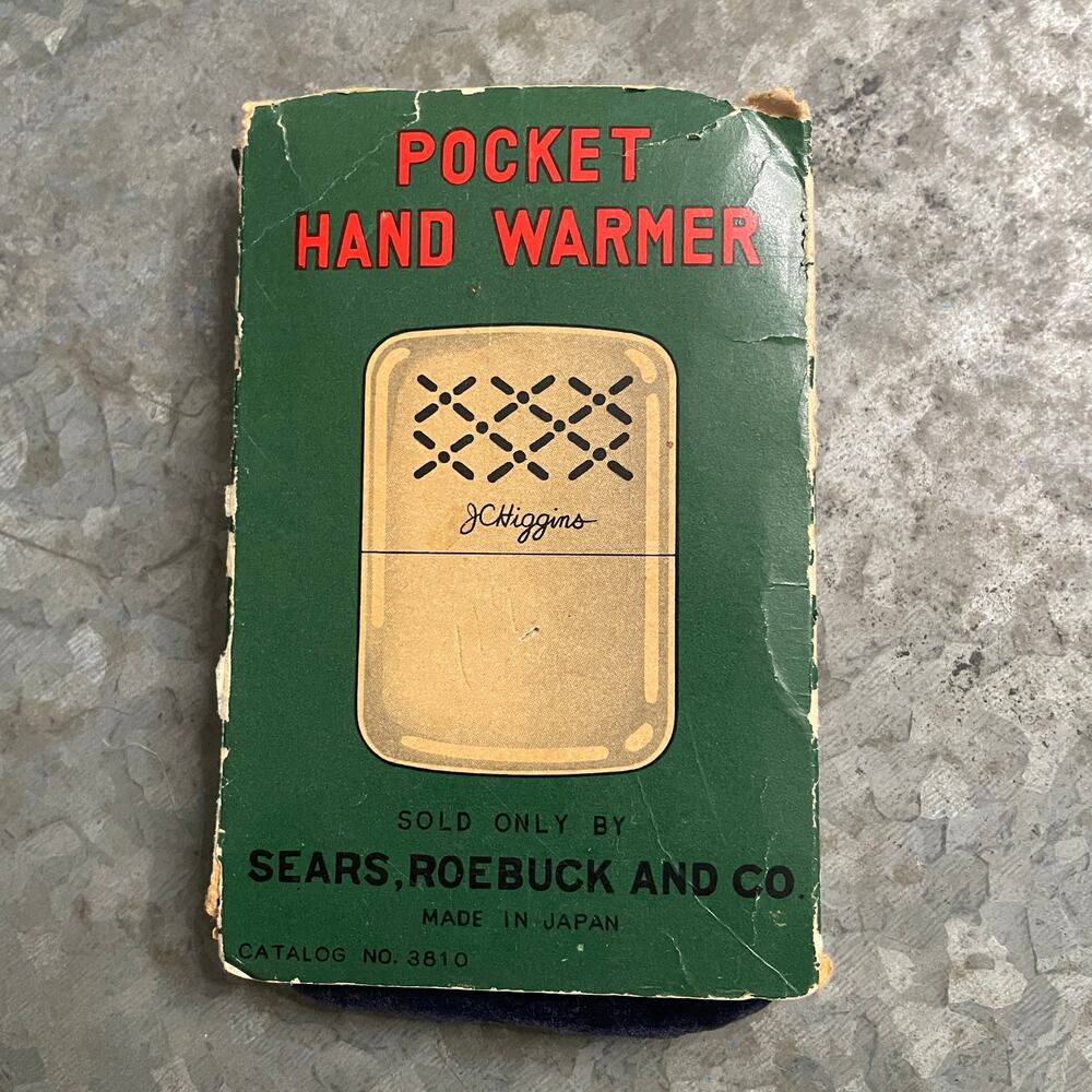 Vintage JC Higgins Pocket Hand Warmer Sears Roebuck and Co Japan Metal In Box